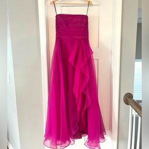NWT Theia Teresa Draped Tulle Gown - Sunset Fuschia - Size 8